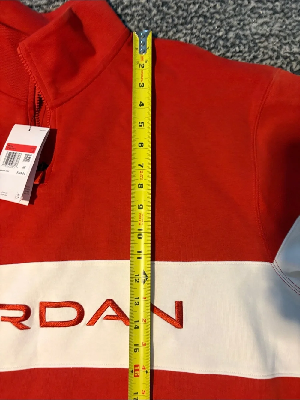 Nike Jordan’s Men’s Size L 1/4 Zip Rugby Style Pullover Red/White NWT!